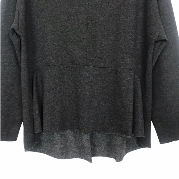 Zara Sport Grey Fleece Hi Low Crewneck Sweatshirt Small - Picture 6 of 8